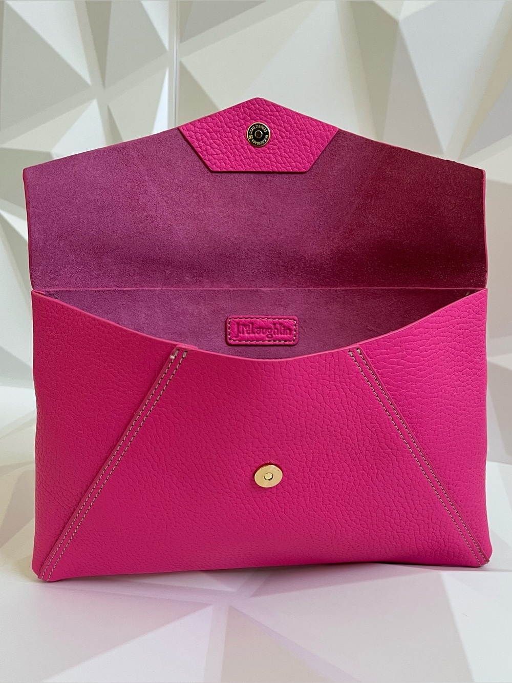 J. McLaughlin Oscar Envelope Clutch Pink Leather NWT